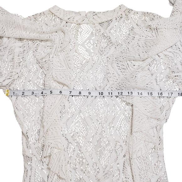 Free People Rock Candy Lace Ruffle Mockneck Sheer Flare Mini Dress Size Small - Picture 12 of 14